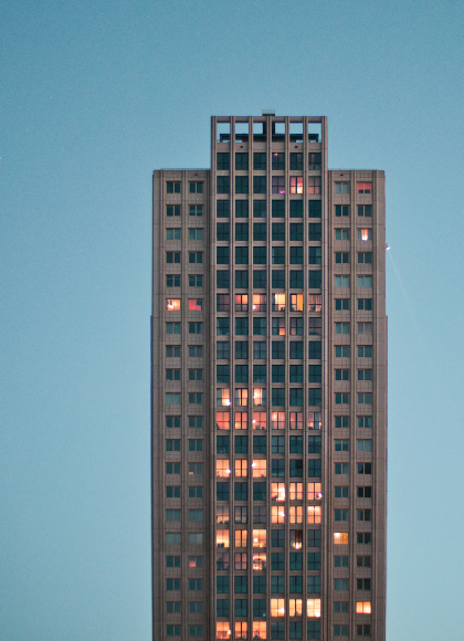 skyscrapers against clear blue sky