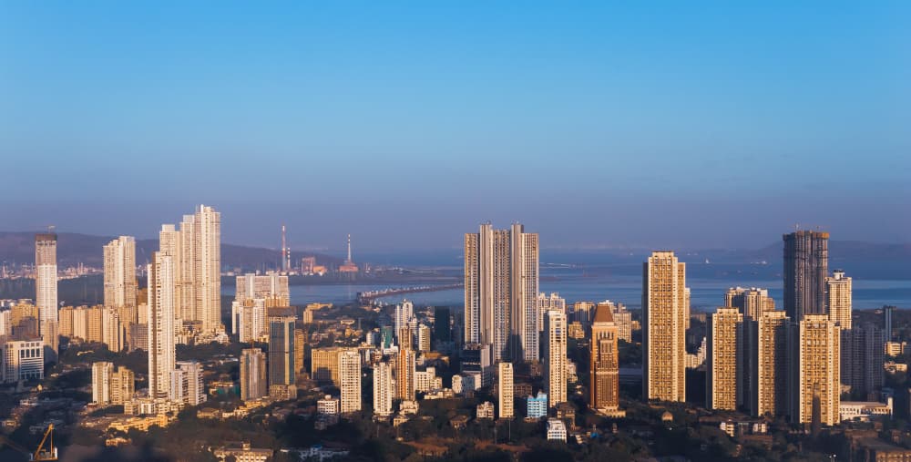 skyline of mumbai's eastern seafront